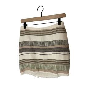 NWT Abbeline XS Stripe Colorblock  Light Academia Boho Patchwork Raw Hem Skirt